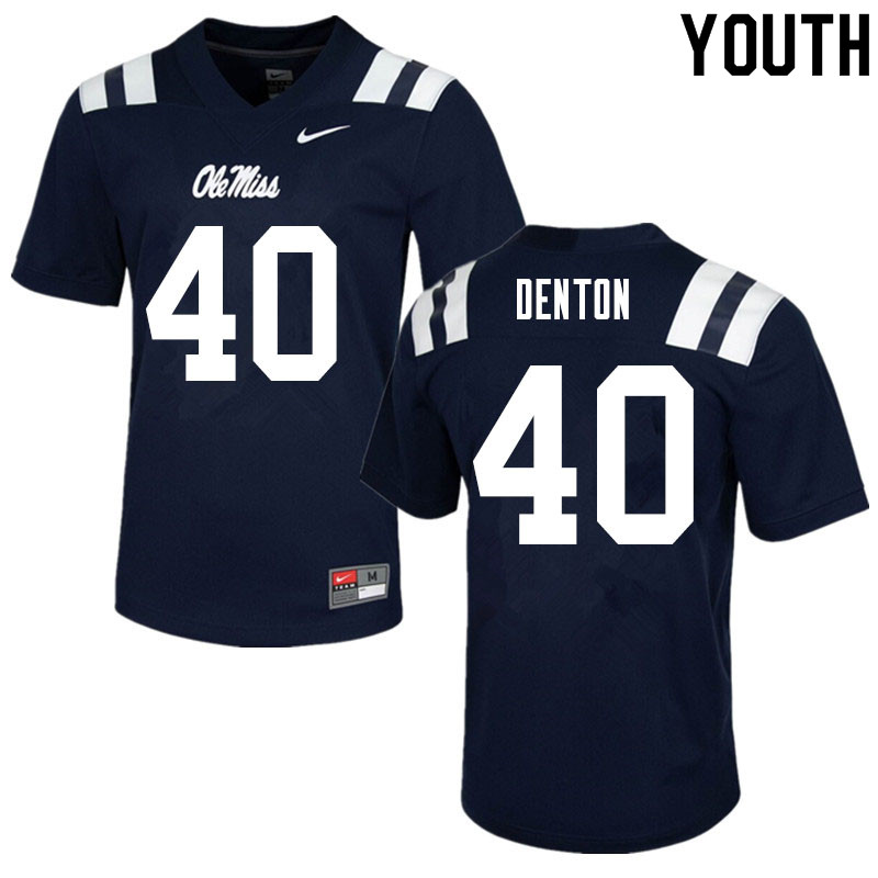 Youth #40 Jalen Denton Ole Miss Rebels College Football Jerseys Sale-Navy